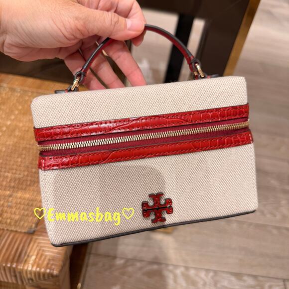 Tory Burch Emerson Canvas Vanity Bag 175873 Red Sky $495